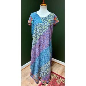 Handmade Boho Caftan Colorful Print Maxi Lounger Beach Cover Up